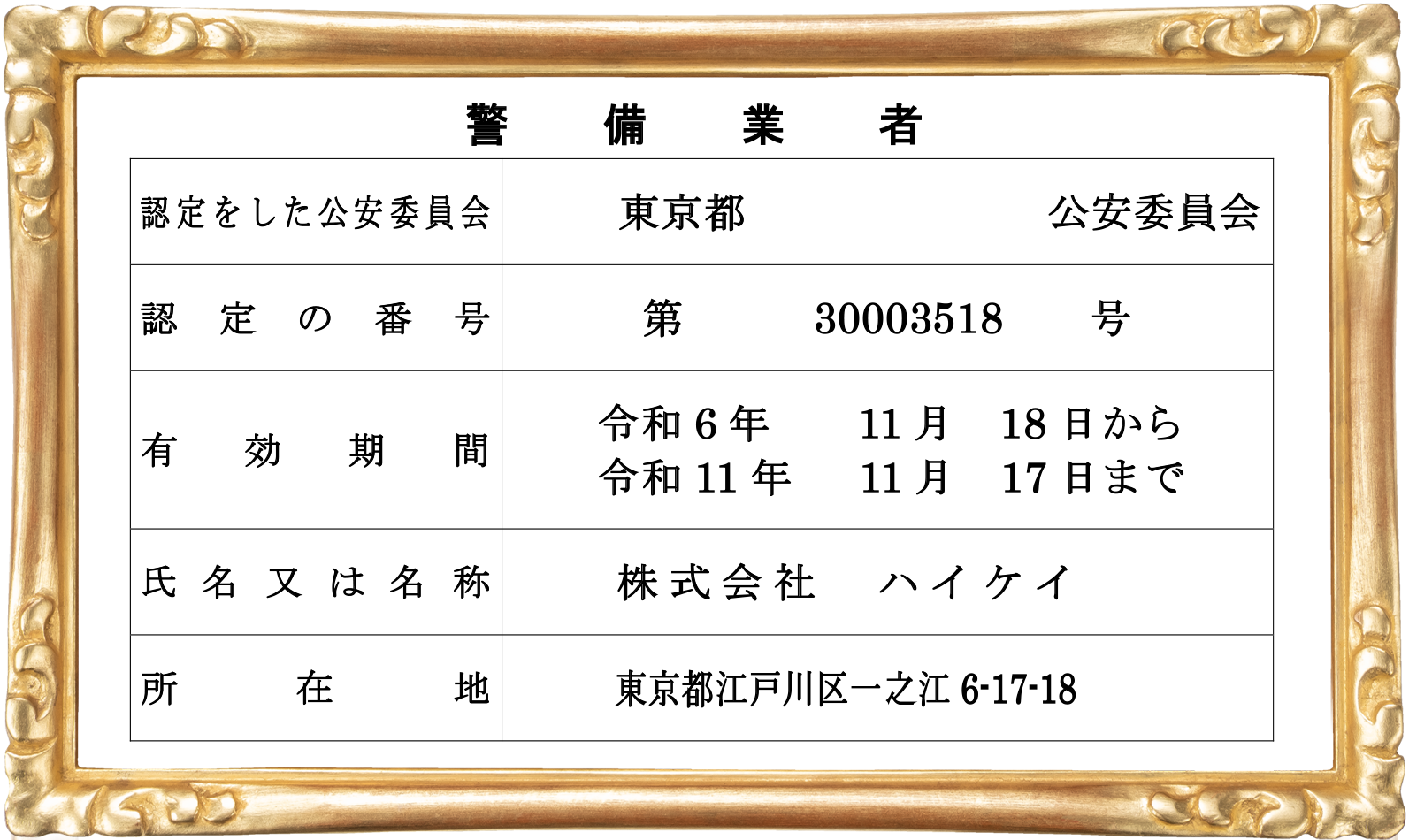 警備業者票